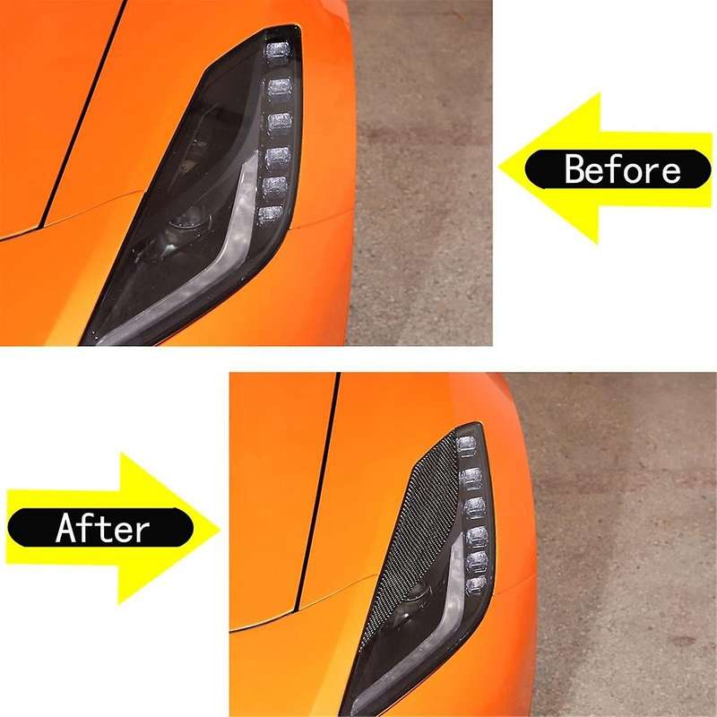 for C7 2014-2019 Soft Carbon Fiber Car Headlight Eyebrows Sticker Trim Headlight Decoartive Sticker