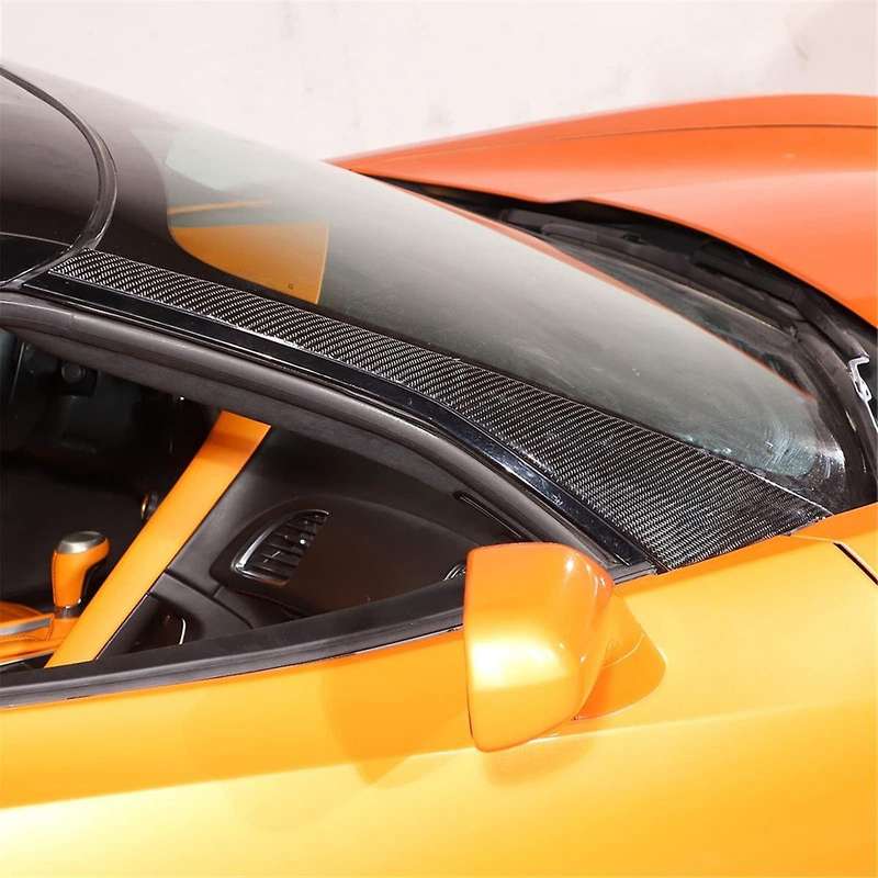 for C7 2014-2019 Soft Carbon Fiber Car Front Windshield A-pillar Cover Trim, Side Panel Molding Cov