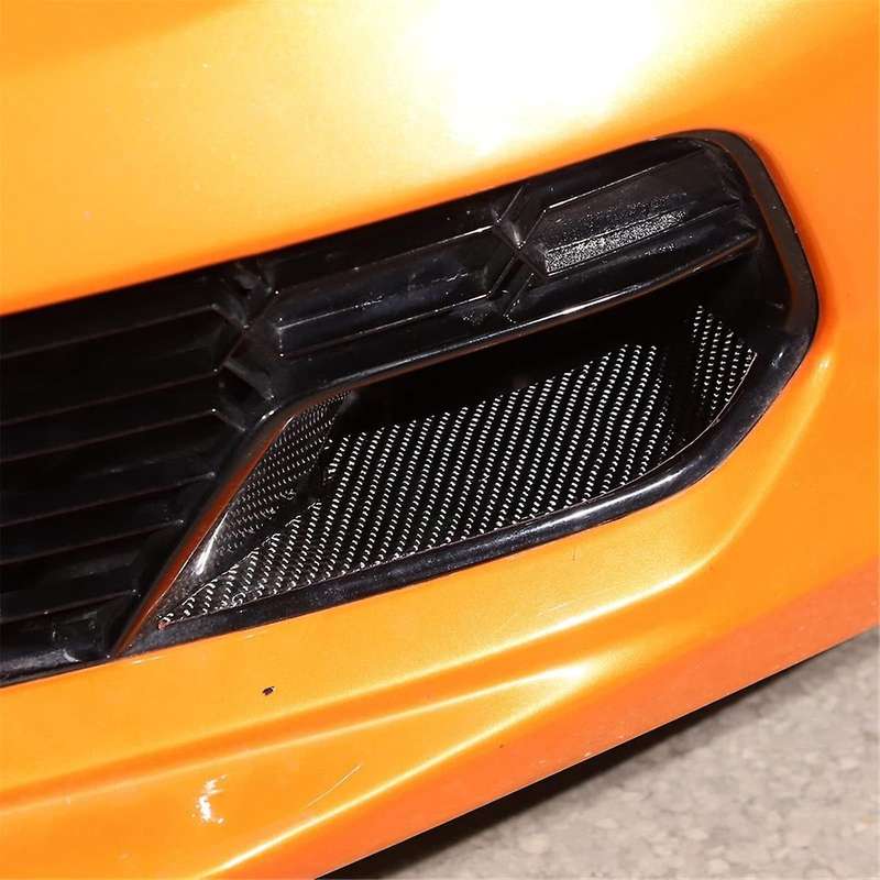 for C7 2014-2019 Soft Carbon Fiber Car Front Bumper Side Trim Cover Air Inlet Splitters Trim Sticker