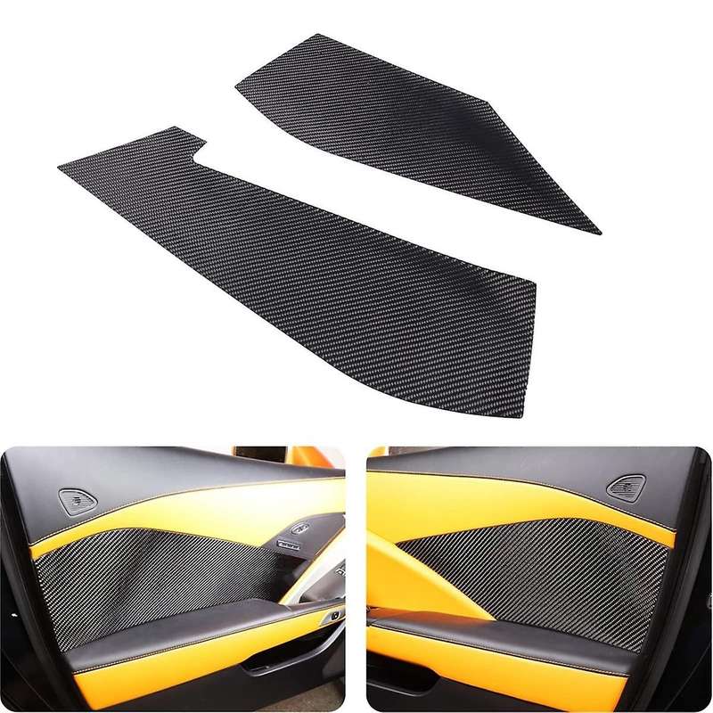 for C7 2014-2019 Soft Carbon Fiber Car Inner Door Panel Cover Decals Sticker Trim Accessories