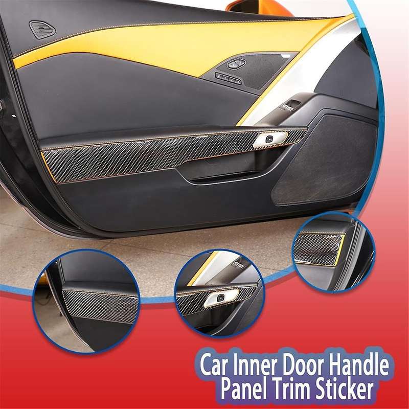 for C7 2014-2019 Soft Carbon Fiber Car Inner Door Panel Cover Sticker Trim Accessories