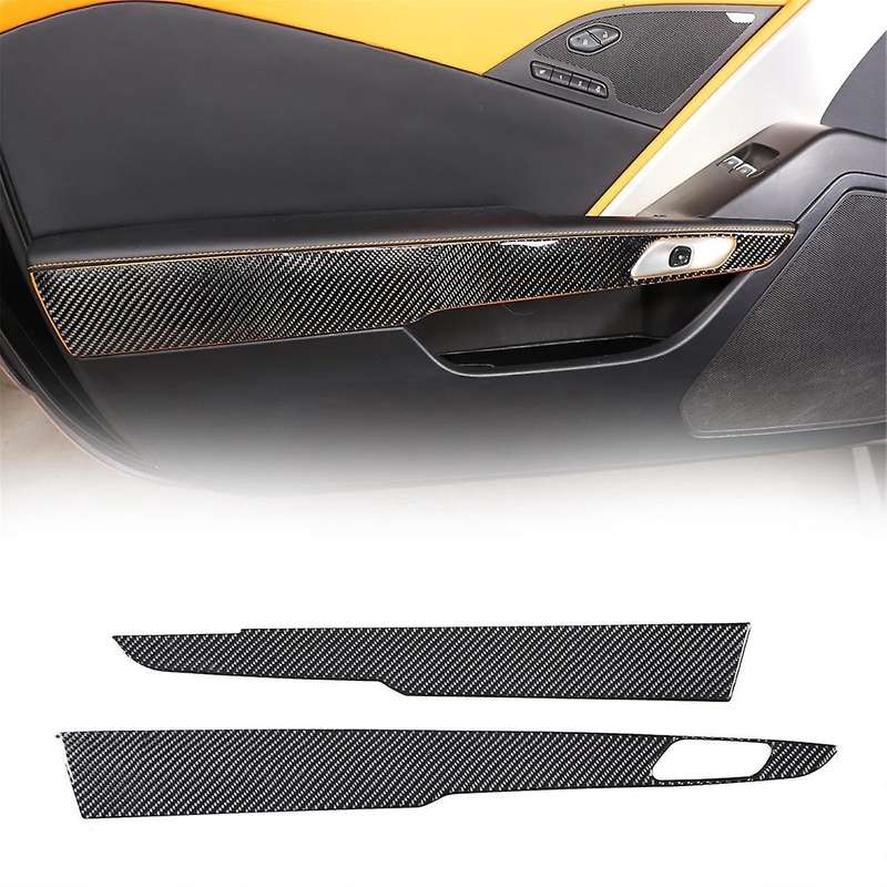 for C7 2014-2019 Soft Carbon Fiber Car Inner Door Panel Cover Sticker Trim Accessories