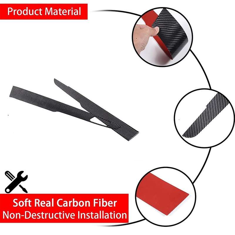 for C7 2014-2019 Soft Carbon Fiber Car Inner Door Panel Cover Sticker Trim Accessories