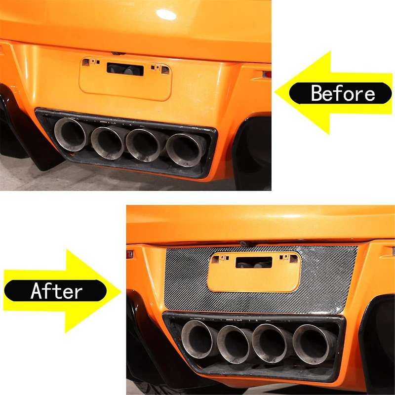 for C7 2014-2019 Soft Carbon Fiber Car Rear License Plate Frame Cover Trim Sticker Accessories