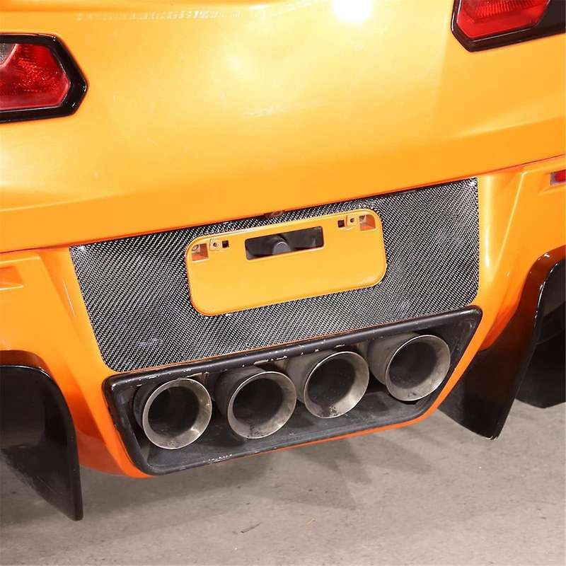 for C7 2014-2019 Soft Carbon Fiber Car Rear License Plate Frame Cover Trim Sticker Accessories
