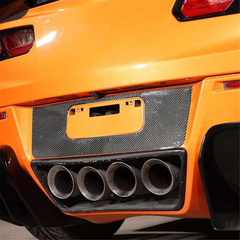 for C7 2014-2019 Soft Carbon Fiber Car Rear License Plate Frame Cover Trim Sticker Accessories