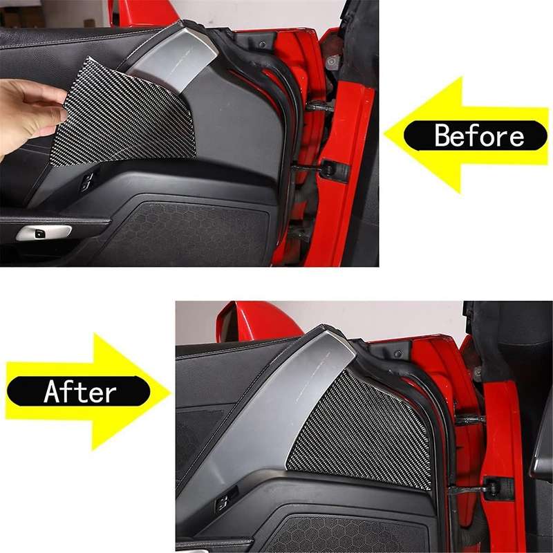 for C7 2014-2019 Soft Carbon Fiber Car Inner Door Panel Anti-impact Buffering Cover Trim Sticker Ac