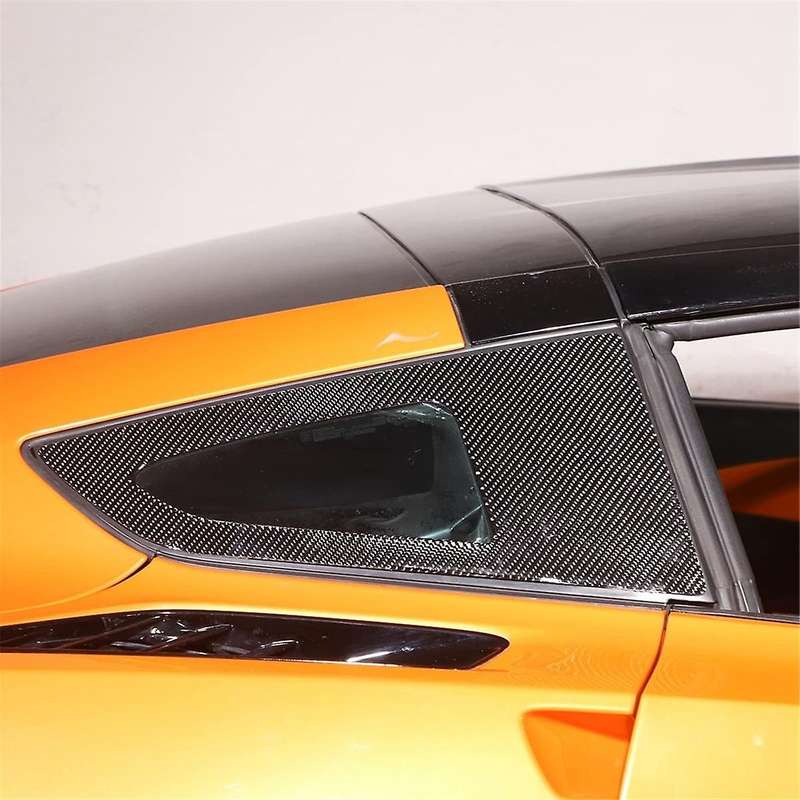 for C7 2014-2019 Soft Carbon Fiber Car Rear Side Window Louvers Cover Trim Sticker Accessories