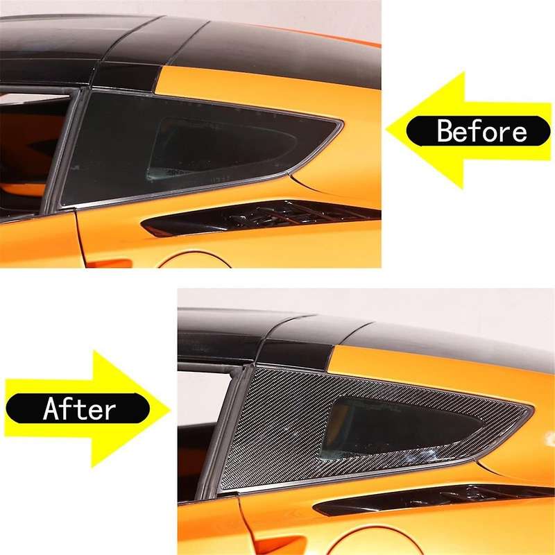 for C7 2014-2019 Soft Carbon Fiber Car Rear Side Window Louvers Cover Trim Sticker Accessories