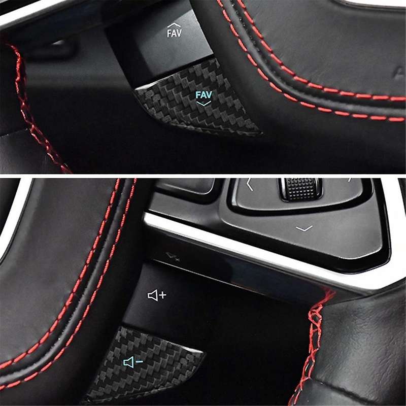 for C8 2020-2022 Car Steering Wheel Panel Cover Real Hard Carbon Fiber Sticker Interior Trim -B