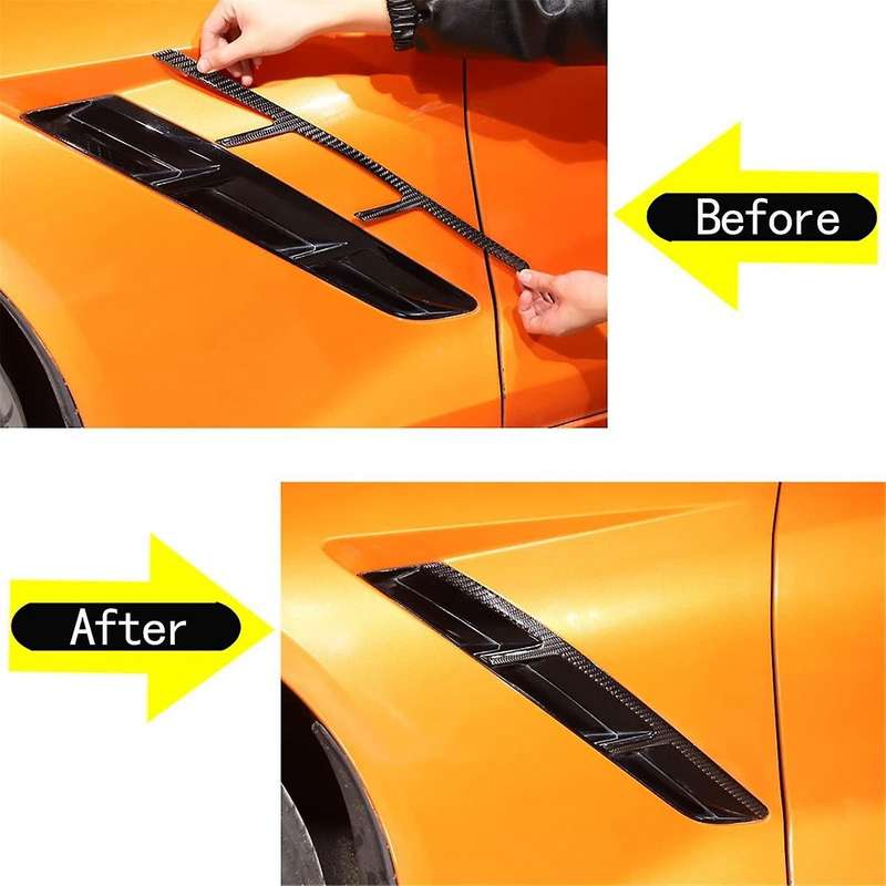 for C7 2014-2019 Soft Carbon Fiber Car Side Air Outlet Vent Decals Sticker Trim Accessories