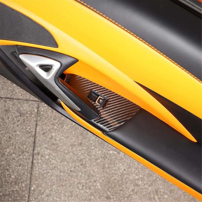 for C7 2014-2019 Soft Carbon Fiber Car Window Lift Switch Panel Cover Trim Sticker Accessories