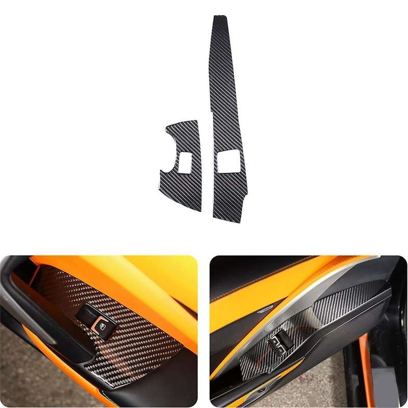 for C7 2014-2019 Soft Carbon Fiber Car Window Lift Switch Panel Cover Trim Sticker Accessories