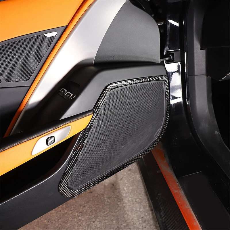 for C7 2014-2019 Soft Carbon Fiber Car Side Door Speaker Cover Frame Trim Sticker Accessories