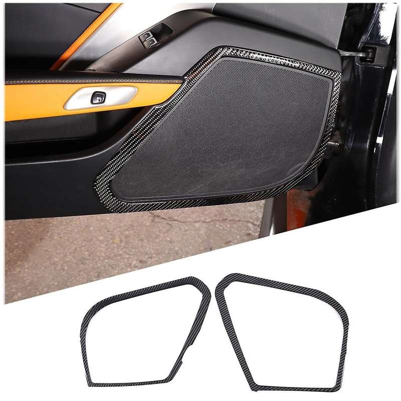 for C7 2014-2019 Soft Carbon Fiber Car Side Door Speaker Cover Frame Trim Sticker Accessories