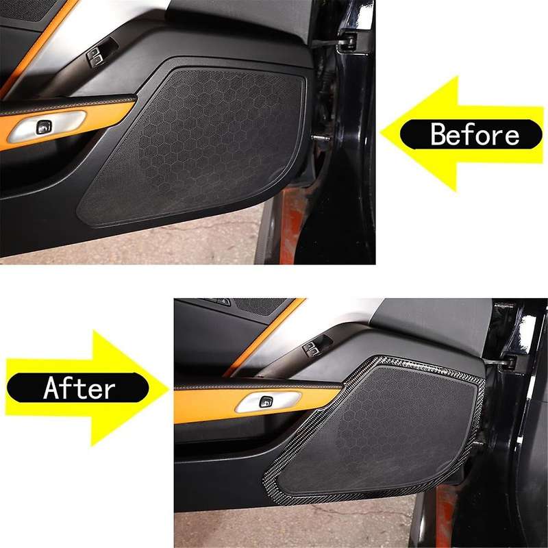 for C7 2014-2019 Soft Carbon Fiber Car Side Door Speaker Cover Frame Trim Sticker Accessories