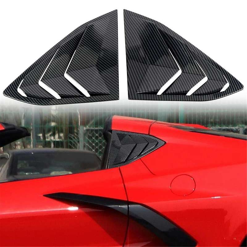 for C8 2020-2024 Car Rear Triangle Window Shutters Triangle Sunshade Modified Carbon Fiber