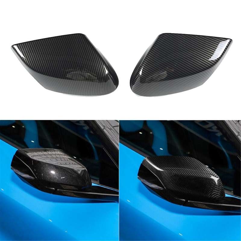 for C8 2020-2023 Carbon Fiber Pattern Side Door Rearview Mirror Cover Trims Car Accessories Left+rig