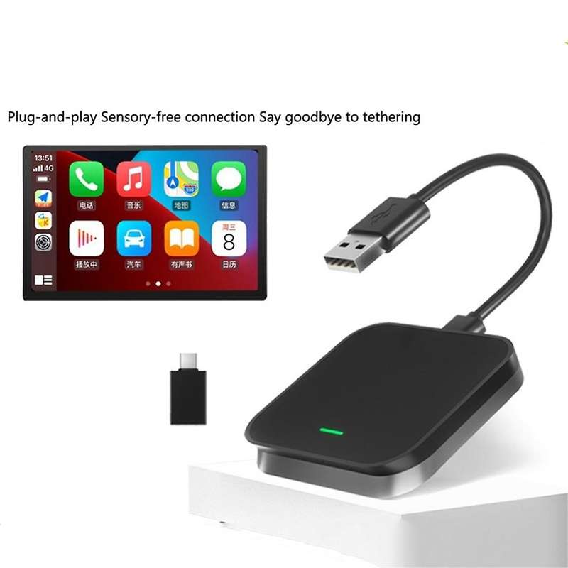 for Carplay Adapter Car Wired to Wireless Smart Box Car Interconnect Multi-Function Adapter,Black,A
