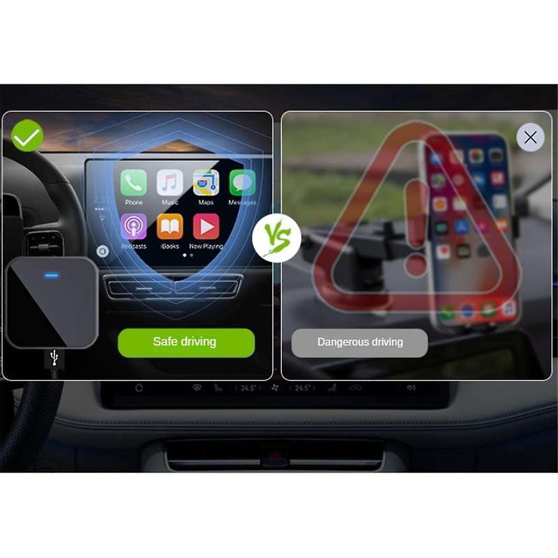 for Carplay Adapter Car Wired to Wireless Smart Box Car Interconnect Multi-Function Adapter,Black,A