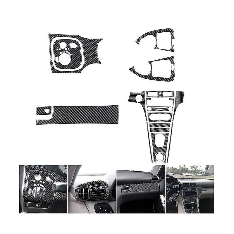 for C-class W203 2005-2007 Carbon Fiber Full Interior Set Trim Cover Decoration Sticker Accessories