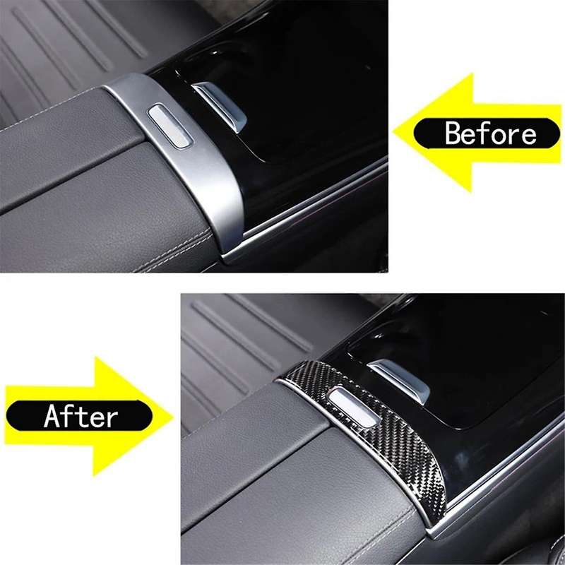 for C-class W206 2022 2023 Soft Carbon Fiber Car Armrest Panel Switch Cover Trim Sticker Accessorie