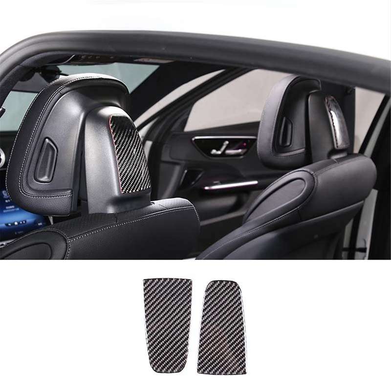 for C-class W206 2022 2023 Soft Carbon Fiber Car Seat Headrest Cover Trim Sticker Interior Accessor