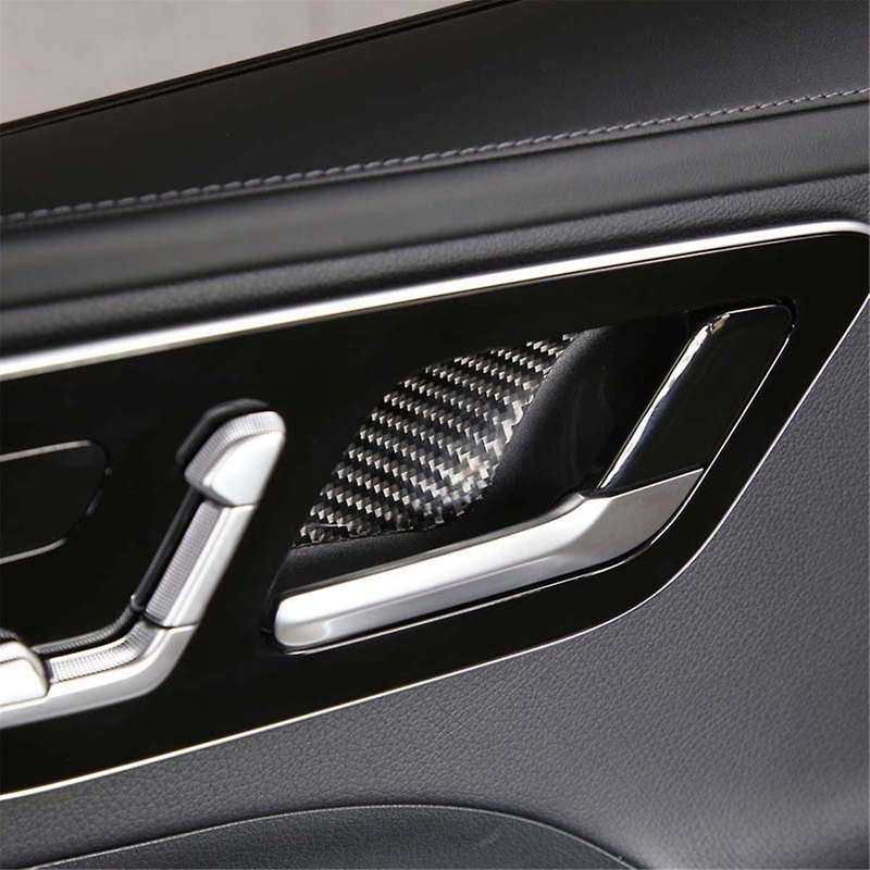for C-Class W206 2022 2023 Soft Carbon Fiber Car Inner Door Handle Bowl Cover Trim Sticker Accessori