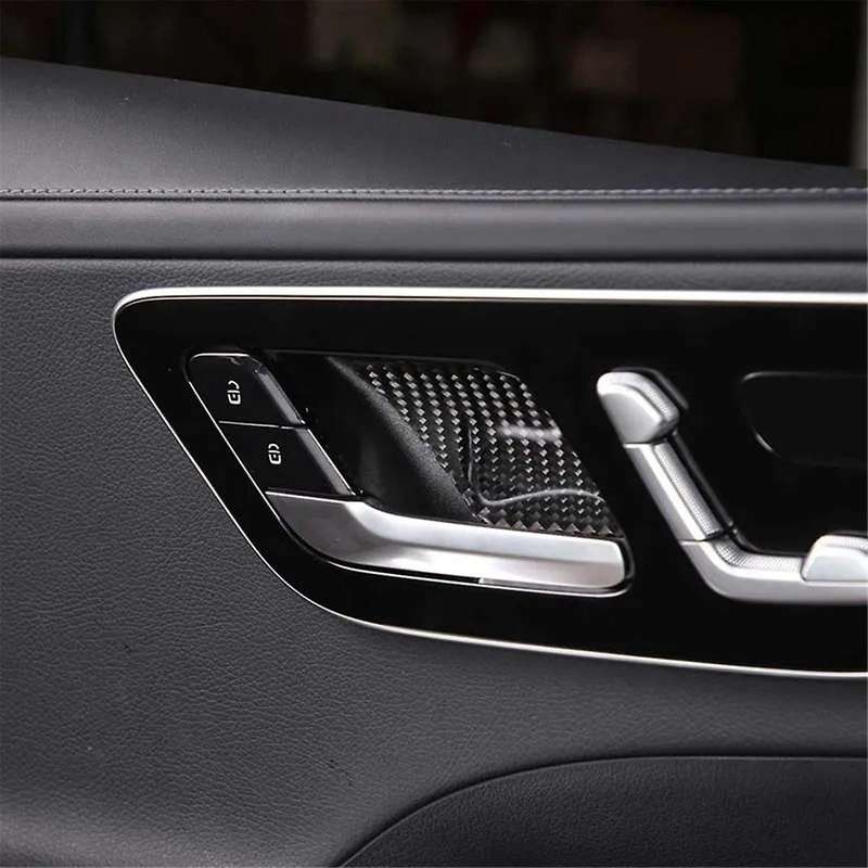 for C-Class W206 2022 2023 Soft Carbon Fiber Car Inner Door Handle Bowl Cover Trim Sticker Accessori
