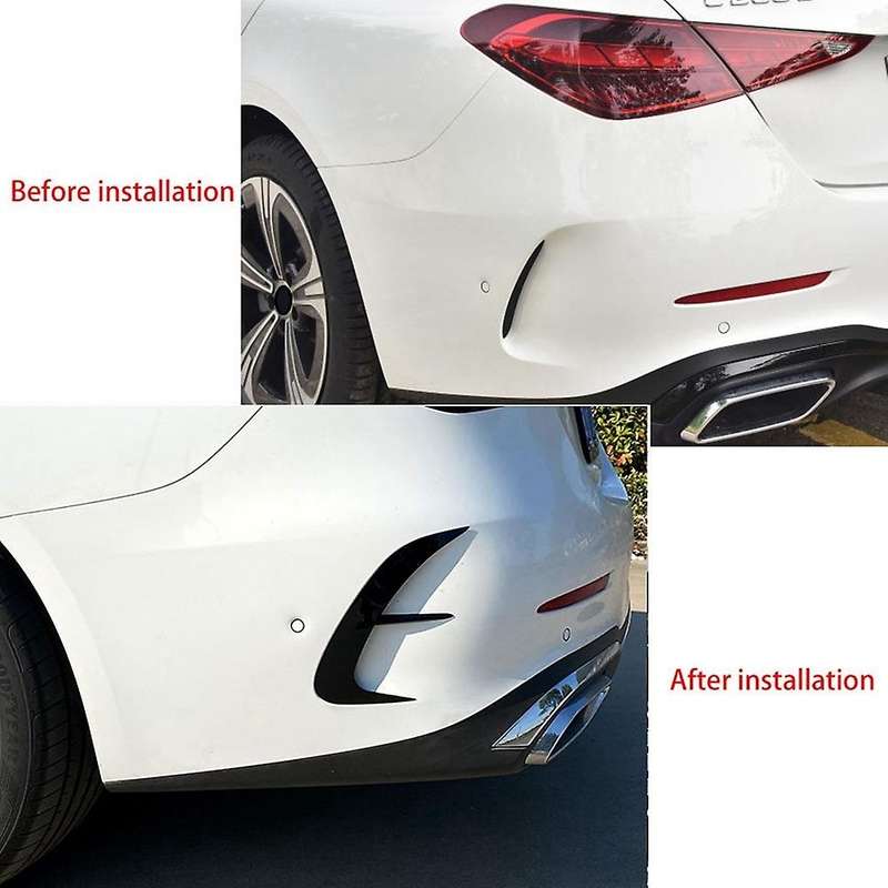 for C-Class W206 C200 C220 C260 C300 2022+ Rear Bumper Lip Spoiler Side Outlet Cover Trim Black