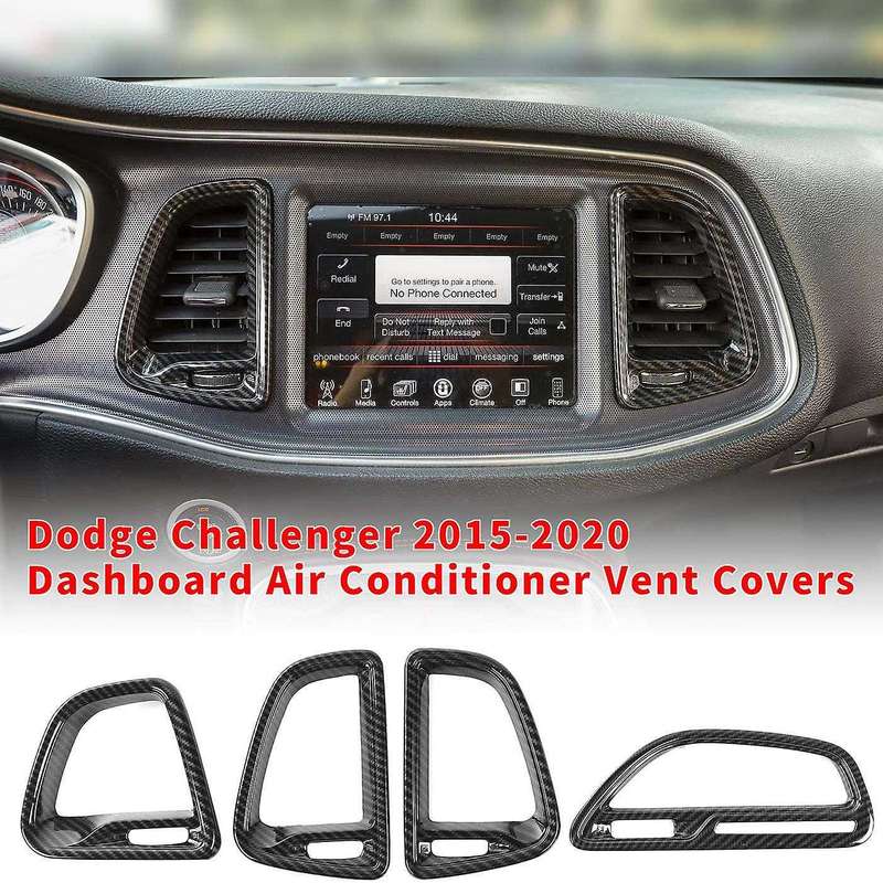 for Center Console Air Conditioner Outlet Vent Trim for 2015-2020 (Carbon Fiber Grain, 4Pcs)