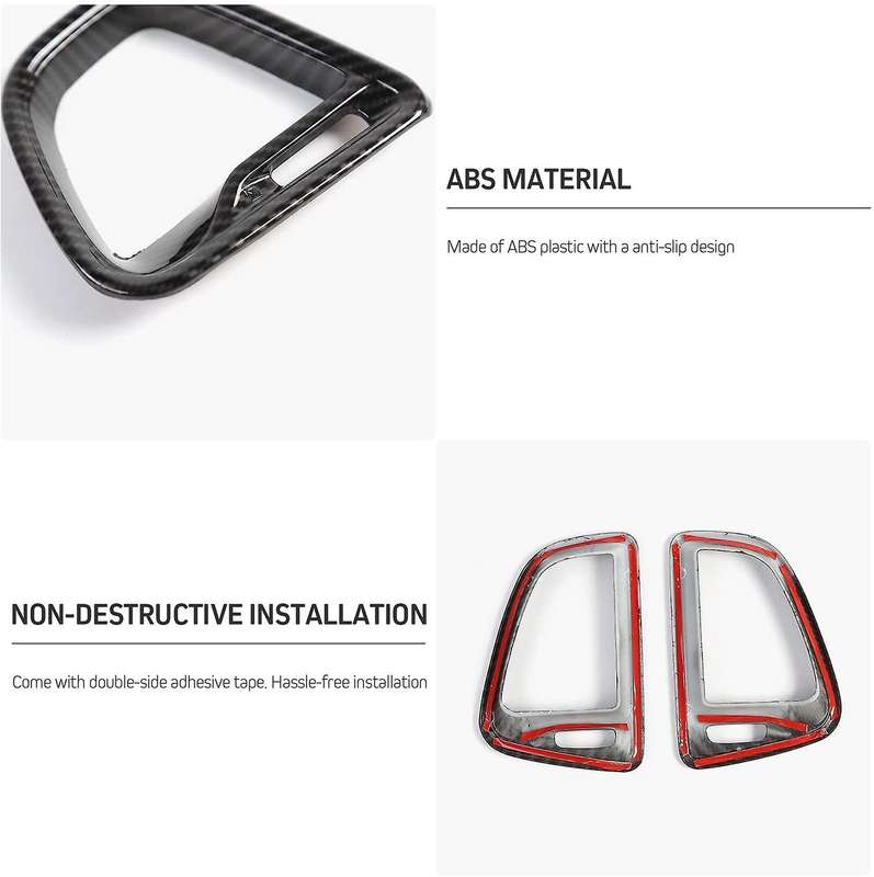 for Center Console Air Conditioner Outlet Vent Trim for 2015-2020 (Carbon Fiber Grain, 4Pcs)