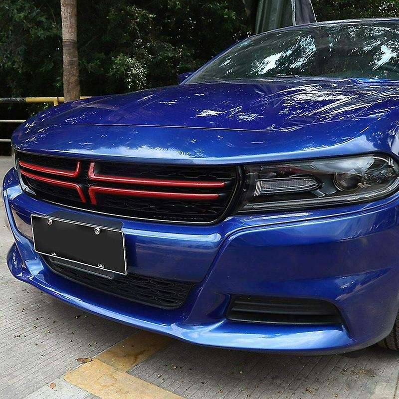for Charger 2015 2016 2017 2018 2019 2020 Front Grille Inserts Decorative Trim Cover, ABS Red