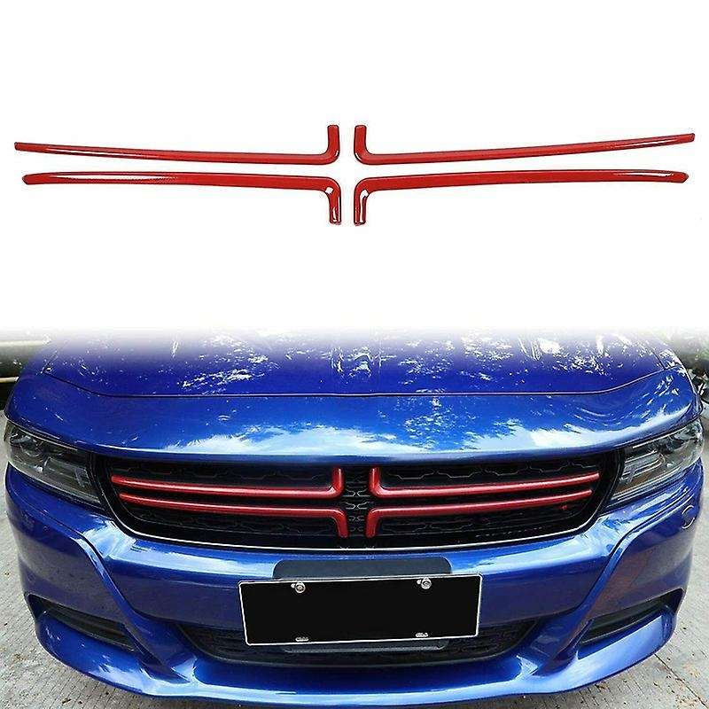 for Charger 2015 2016 2017 2018 2019 2020 Front Grille Inserts Decorative Trim Cover, ABS Red