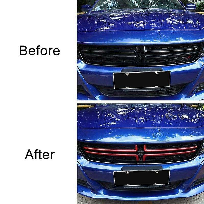 for Charger 2015 2016 2017 2018 2019 2020 Front Grille Inserts Decorative Trim Cover, ABS Red