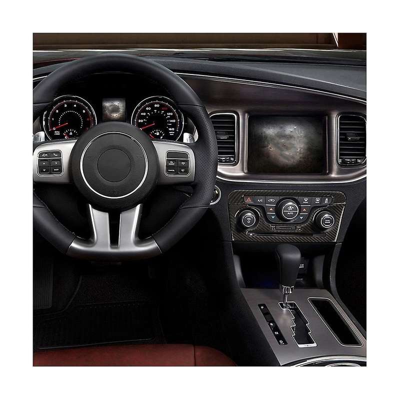 for Charger 2011-2014 Soft Carbon Fiber Central Cd Air Conditioning Control Panel Trim Cover Decora