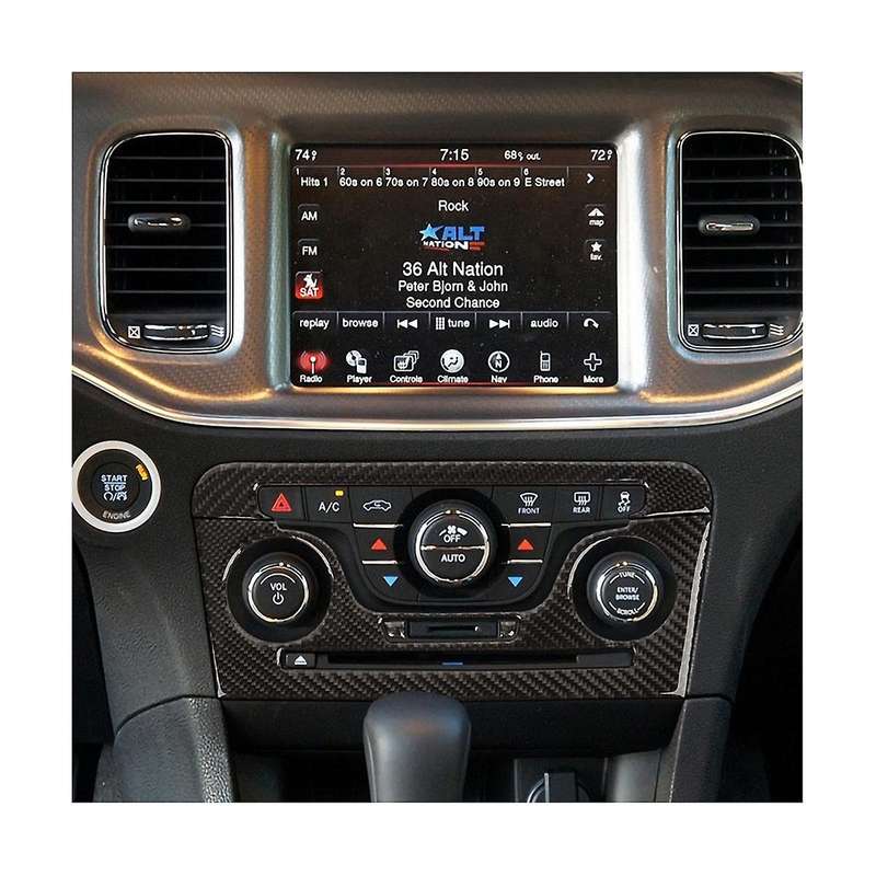 for Charger 2011-2014 Soft Carbon Fiber Central Cd Air Conditioning Control Panel Trim Cover Decora