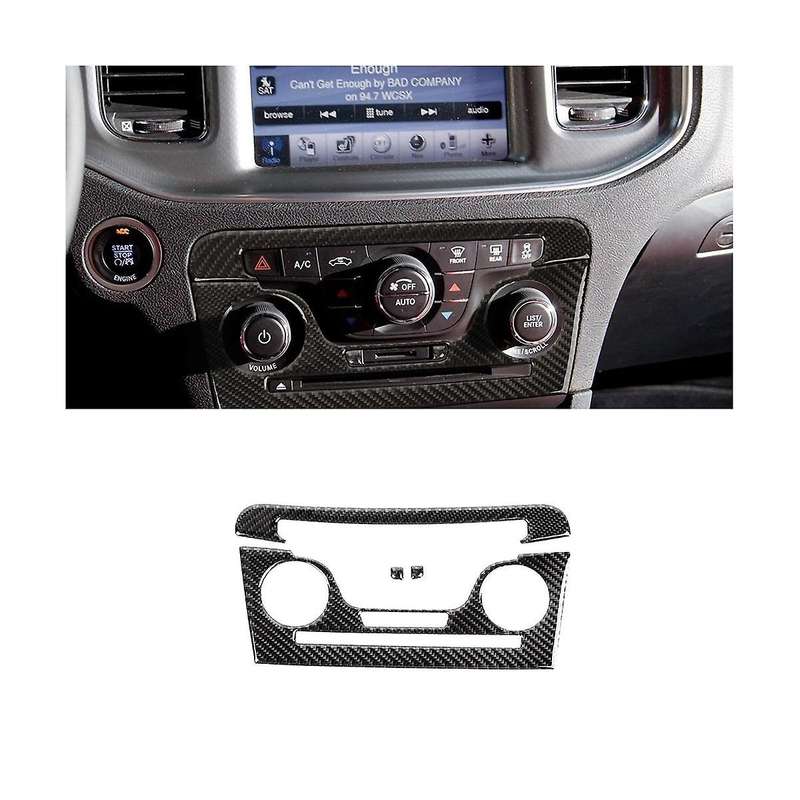 for Charger 2011-2014 Soft Carbon Fiber Central Cd Air Conditioning Control Panel Trim Cover Decora