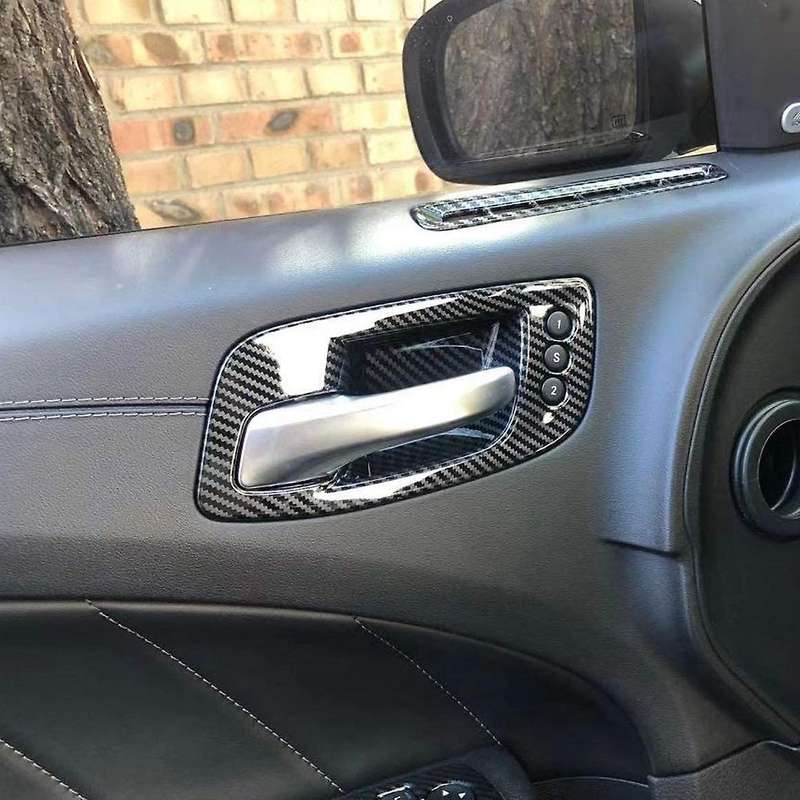 for Charger 2011-2021 Car Carbon Fiber Inner Door Handle Bowl Cover Trim Frame Sticker Decoration Ac