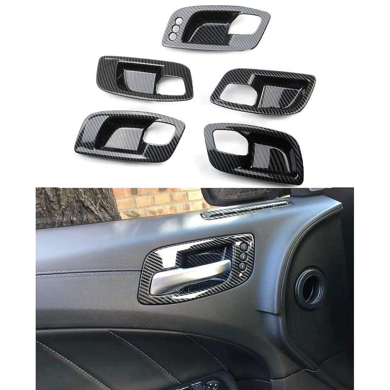 for Charger 2011-2021 Car Carbon Fiber Inner Door Handle Bowl Cover Trim Frame Sticker Decoration Ac