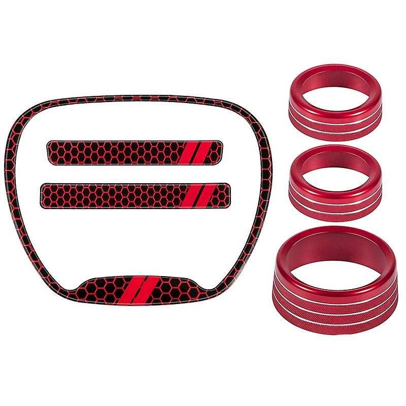 for Charger Durango 2015-2020 Steering Wheel Trim Cover Emblem +Air Conditioner Switch CD Button Kno