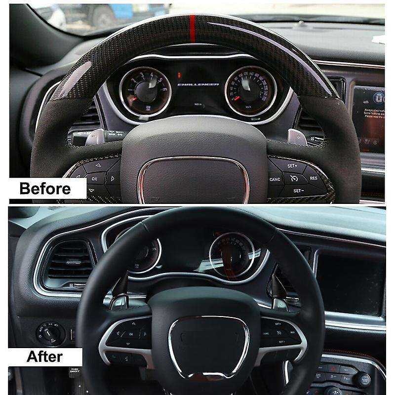 for Charger Durango 2015-2020 Steering Wheel Shift Paddle+Air Conditioner Switch CD Button Knob, Bla