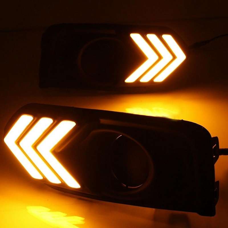 for City 2017-2018 Pair Front LED DRL Daytime Running Light with Turn Signal Lamp Fog Light