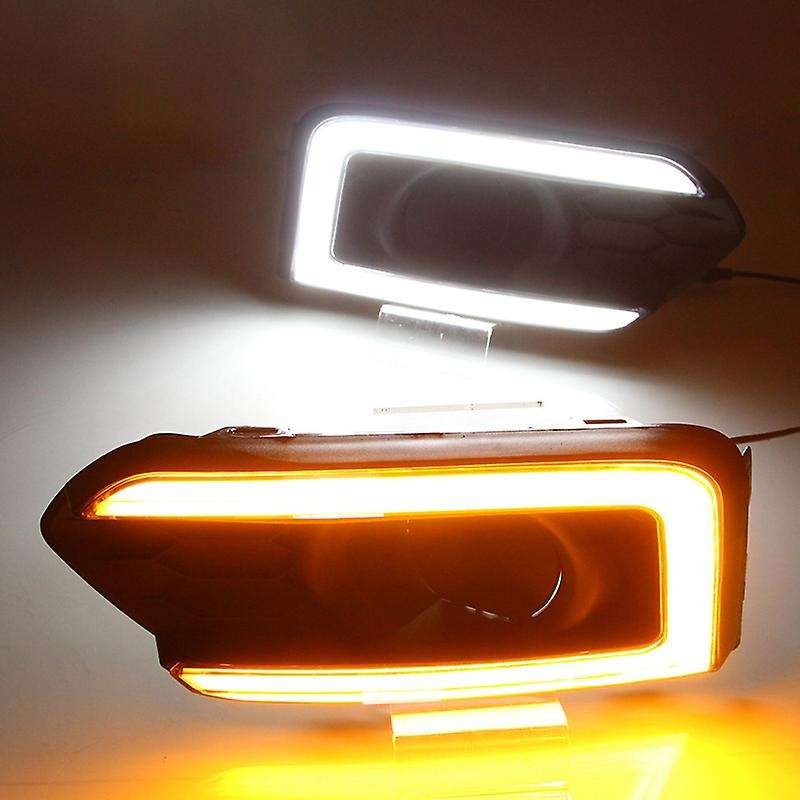 for City 2017 2018 Pair Front LED Fog Light DRL Daytime Running Light with Turn Signal Lamp
