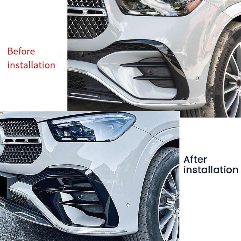 for Class W167 C167 Gle450 2024+ Front Bumper Fog Light Grille Cover Trim Carbon Fiber
