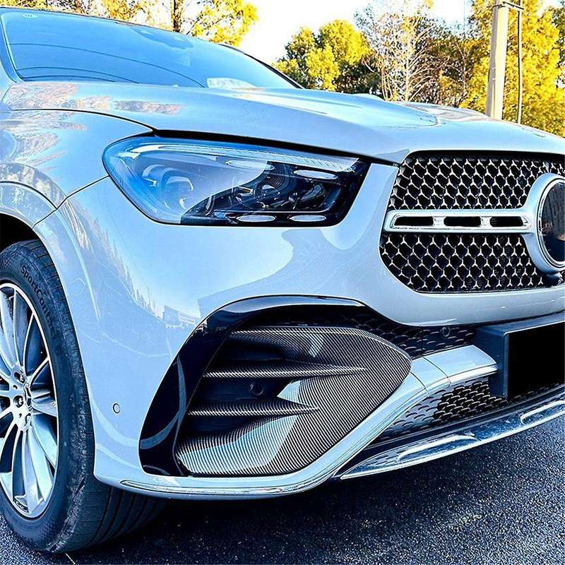 for Class W167 C167 Gle450 2024+ Front Bumper Fog Light Grille Cover Trim Carbon Fiber