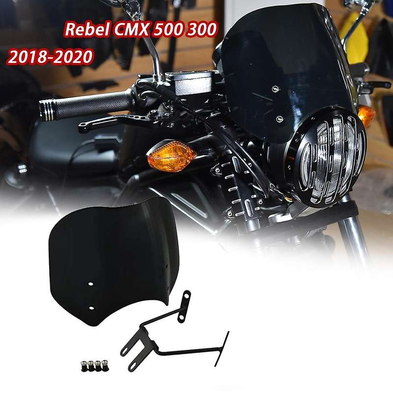 for CMX300 CMX500 Rebel 300 500 2017-2020 Windscreen Windshield Shield Screen with Bracket (Smoke)
