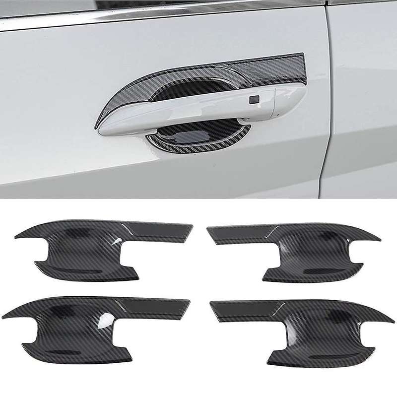 for CN7 2021 Car Accessories Side Door Handle Bowl Cover Trim Decor Frame Sticker, Carbon Fiber Grai