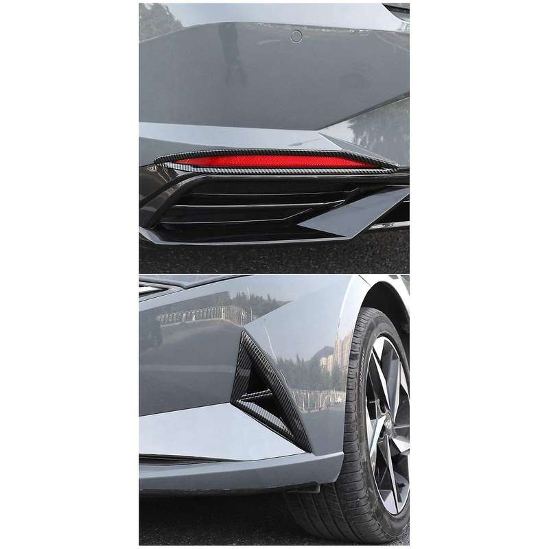 for CN7 2021 Car Accessories Front & Rear Fog Light Lamp Decoration Cover Trim Frame Carbon Fiber Gr