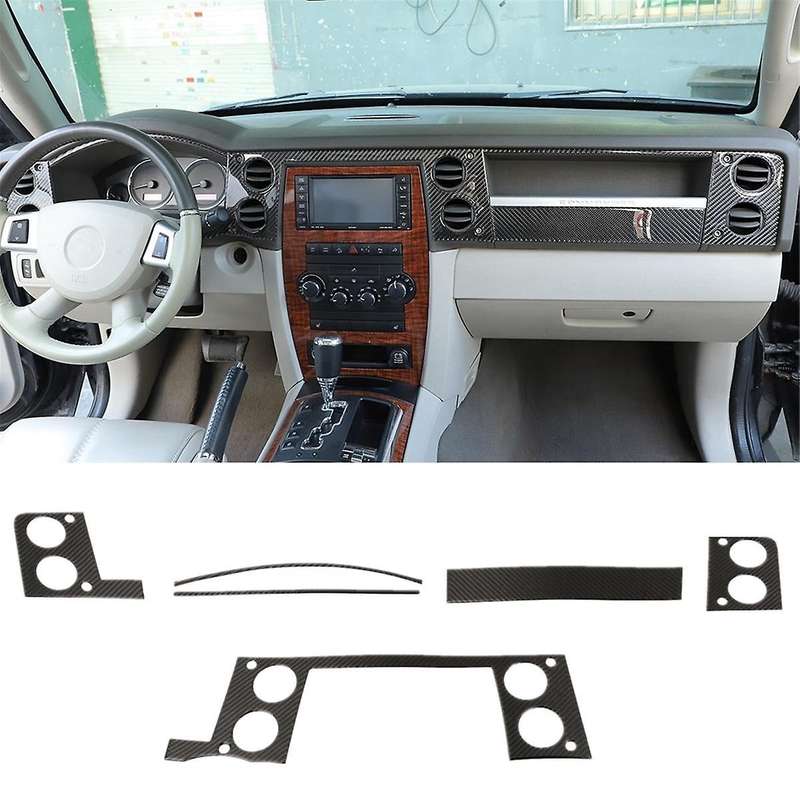 for Commander 2006-2010 Carbon Fiber Car Center Console Air Condition Vent Cover Trim Kit Sticker A